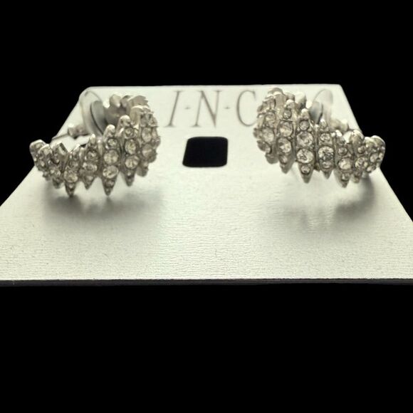 INC International Concepts For Macy’s Silver-Tone C Hoop Earrings - Picture 2 of 4